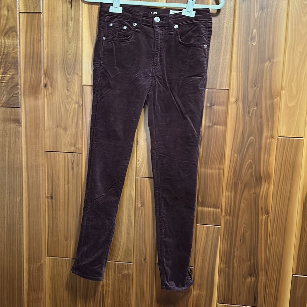 Rag & Bone wine velvet 10” capri jean size 27